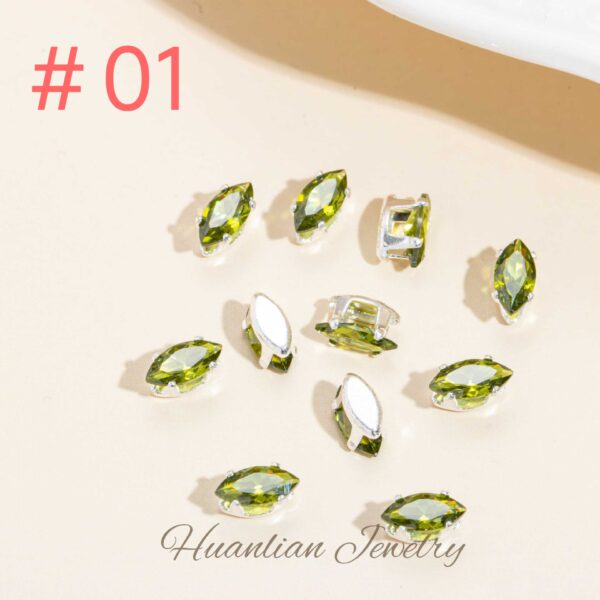 Marquis eye zircon DIY（3*6mmsilver plated）